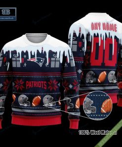 Pesonalized New England Patriots Snow Custom Name And Number Ugly Christmas Sweater