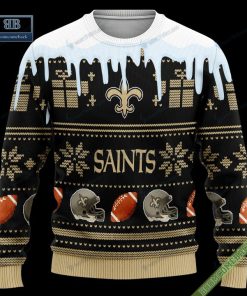 Pesonalized New Orleans Saints Snow Custom Name And Number Ugly Christmas Sweater