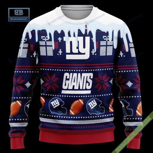 Pesonalized New York Giants Snow Custom Name And Number Ugly Christmas Sweater