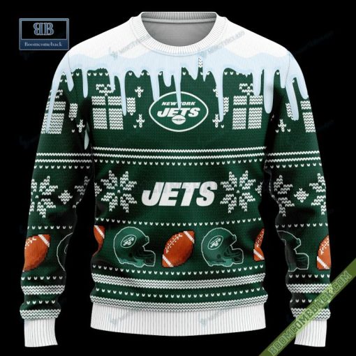 Pesonalized New York Jets Snow Custom Name And Number Ugly Christmas Sweater
