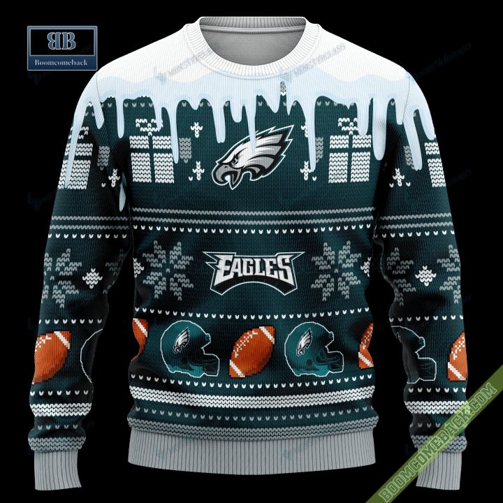 Pesonalized Philadelphia Eagles Snow Custom Name And Number Ugly Christmas Sweater