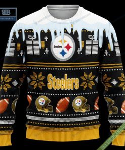Pesonalized Pittsburgh Steelers Snow Custom Name And Number Ugly Christmas Sweater