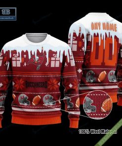 Pesonalized Tampa Bay Buccaneers Snow Custom Name And Number Ugly Christmas Sweater
