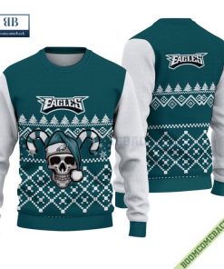 Philadelphia Eagles Skull Santa Claus Knitted Sweater