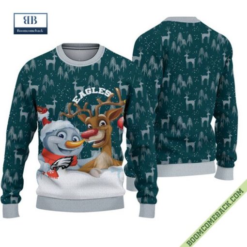 Philadelphia Eagles Snowman Reindeer Ugly Christmas Sweater