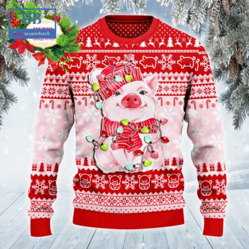 Pig Christmas Light Ugly Christmas Sweater