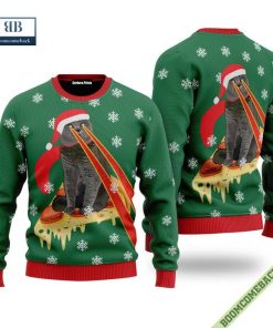 pizza cat with laser eyes christmas sweater for adult and kids 3 Q2X3k