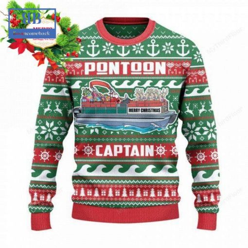 Pontoon Captain Merry Christmas Ugly Christmas Sweater