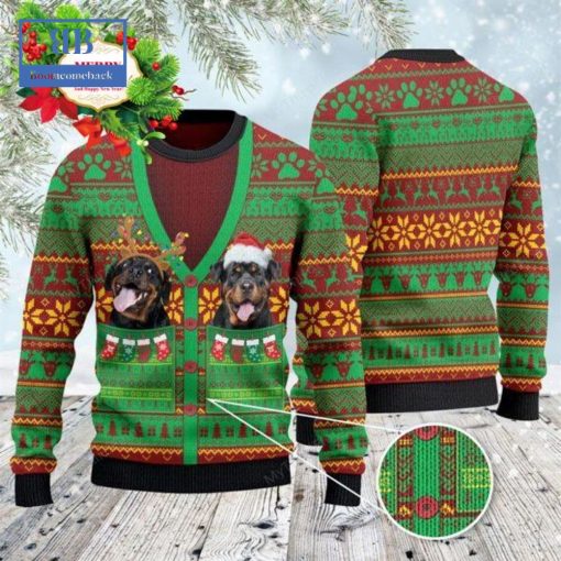 Rottweiler Cardigan Costume Ugly Christmas Sweater