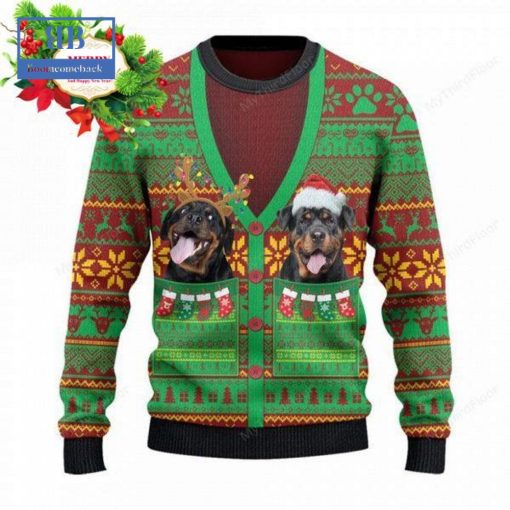 Rottweiler Cardigan Costume Ugly Christmas Sweater