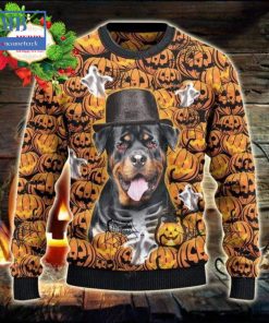 rottweiler halloween pumpkin ugly christmas sweater 3 sVhvr