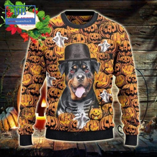 Rottweiler Halloween Pumpkin Ugly Christmas Sweater