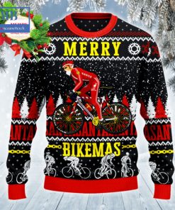 Santa Cycling Merry Bikemas Ugly Christmas Sweater