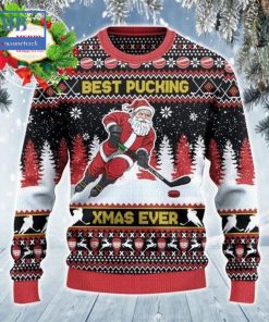 santa hockey best pucking xmas ever ugly christmas sweater 3 AXCvD