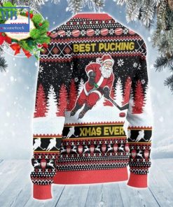 santa hockey best pucking xmas ever ugly christmas sweater 5 CGOkm