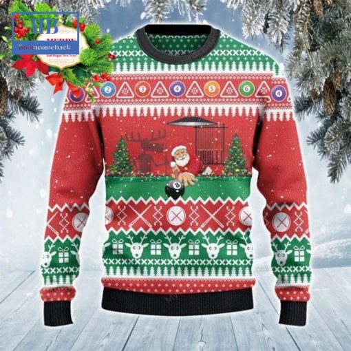 Santa Playing Billiard Ugly Christmas Sweater