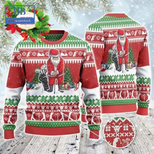Santa Playing Golf Style 1 Ugly Christmas Sweater