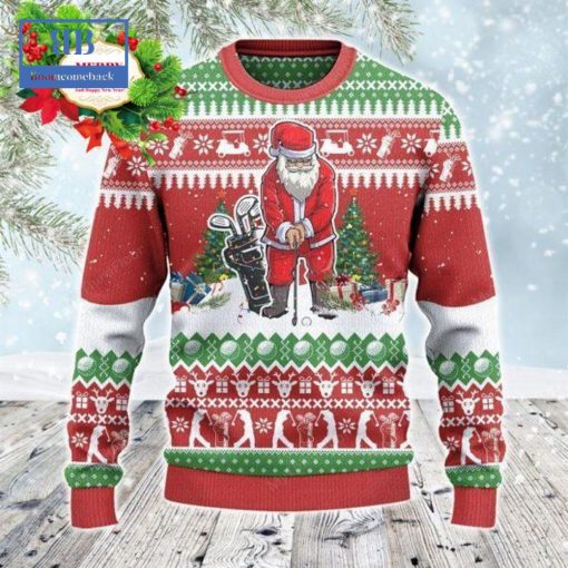 Santa Playing Golf Style 1 Ugly Christmas Sweater