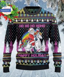 santa unicorn ho ho ho homo happy holigay ugly christmas sweater 3 Qa5hc