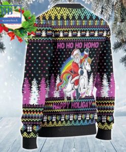 santa unicorn ho ho ho homo happy holigay ugly christmas sweater 5 AvTrt