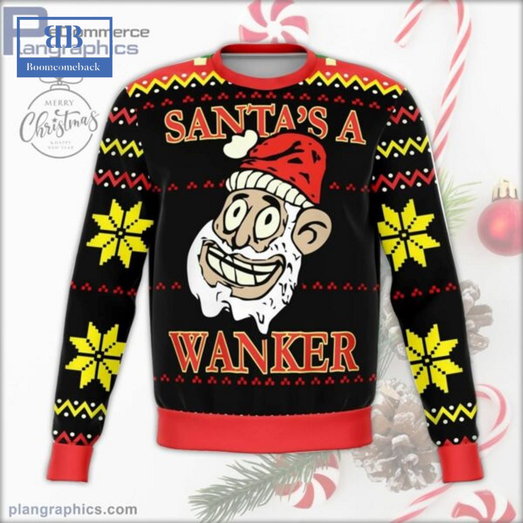 Santa's A Wanker Black Ugly Christmas Sweater