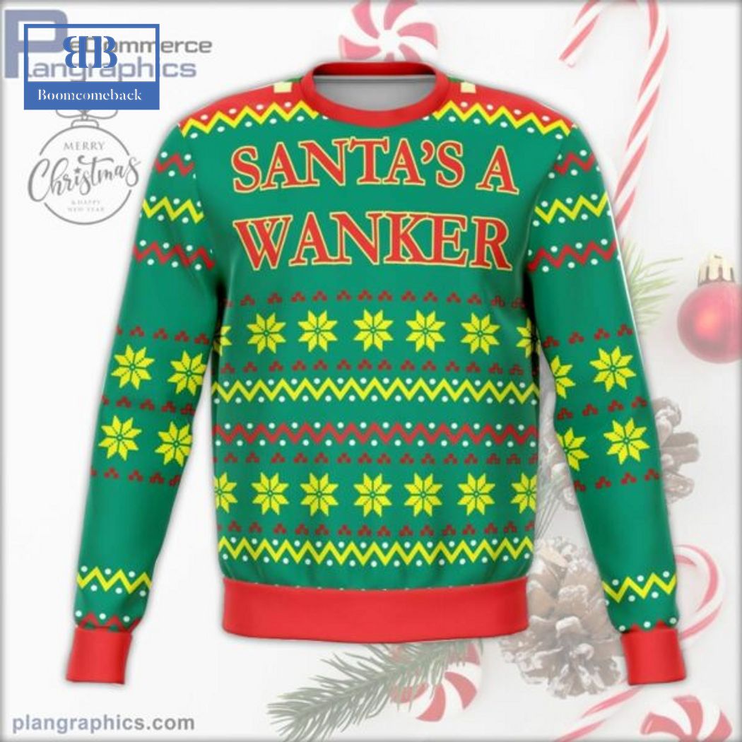 Santa's A Wanker Green Ugly Christmas Sweater
