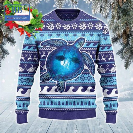 Sea Turtle Into The Ocean Ugly Christmas Sweater