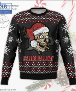 Skull I Sleigh All Day Ugly Christmas Sweater