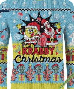 spongebob squarepants krabby christmas ugly sweater gift for adult and kid 9 dz0Wq