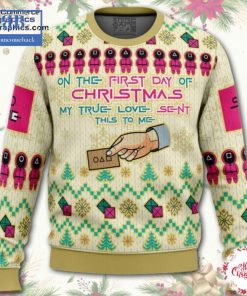 Squid Game On The First Day Of Christmas My True Love Sent This To Me Ugly Christmas Sweater