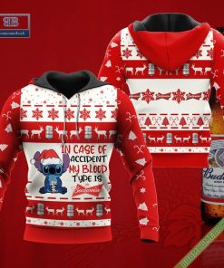 stitch in case of accident my blood type is budweiser ugly christmas sweater hoodie zip hoodie bomber jacket 2 Pi1iX