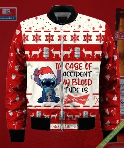 stitch in case of accident my blood type is budweiser ugly christmas sweater hoodie zip hoodie bomber jacket 4 pjfeX