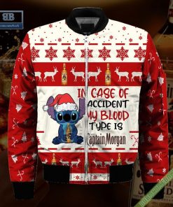 stitch in case of accident my blood type is captain morgan ugly christmas sweater hoodie zip hoodie bomber jacket 4 HutWs