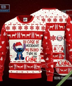 Stitch In Case Of Accident My Blood Type Is Diet Coke Ugly Christmas Sweater Hoodie Zip Hoodie Bomber Jacket