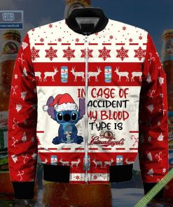 stitch in case of accident my blood type is leinenkugels ugly christmas sweater hoodie zip hoodie bomber jacket 4 K0EJc