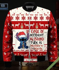 stitch in case of accident my blood type is makers mark ugly christmas sweater hoodie zip hoodie bomber jacket 4 d0yw2