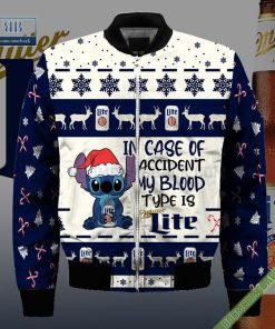 stitch in case of accident my blood type is miller lite ugly christmas sweater hoodie zip hoodie bomber jacket 4 aG51E