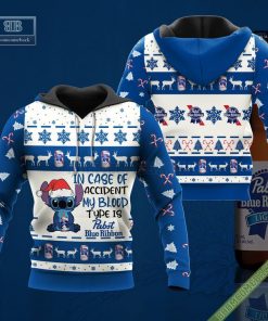 stitch in case of accident my blood type is pabst blue ribbon ugly christmas sweater hoodie zip hoodie bomber jacket 2 UtVgT