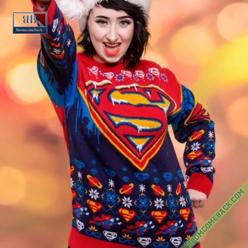 Superman Man of Festivities Ugly Christmas Sweater Gift For Adult And Kid