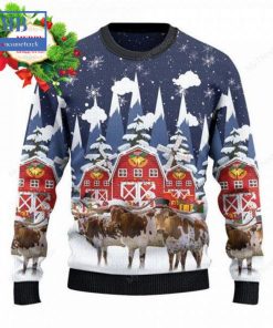 texas longhorn cattle snow farm ugly christmas sweater 3 9mTCG