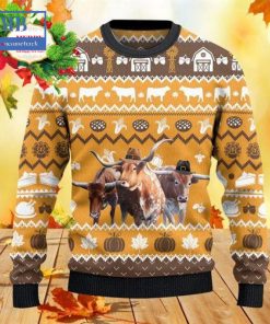 texas longhorn cattle thanksgiving gift ugly christmas sweater 3 ZEUav