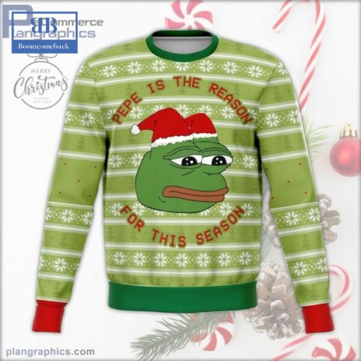 The Frog Dank Pepe Is The Reason For This Season Ugly Christmas Sweater