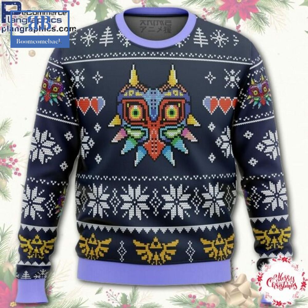 The Legend of Zelda Majora's Mask Navy Ugly Christmas Sweater
