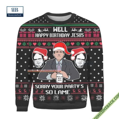 The Office Well Happy Birthday Jesus Michael Scott Christmas Sweater