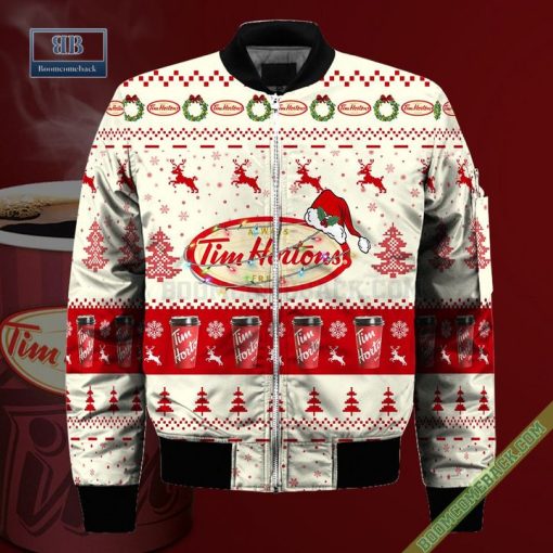 Tim Hortons Santa Hat Christmas Ugly Christmas Sweater Hoodie Zip Hoodie Bomber Jacket