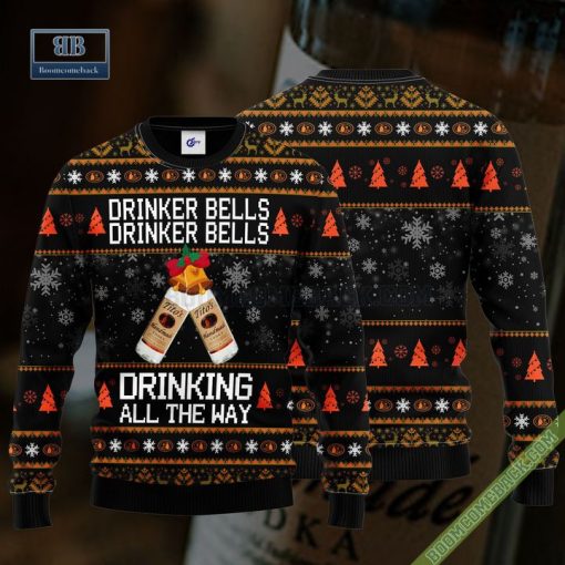Tito’ s Vodka Drinker Bells Drinker Bells Drinking All The Way Ugly Christmas Sweater