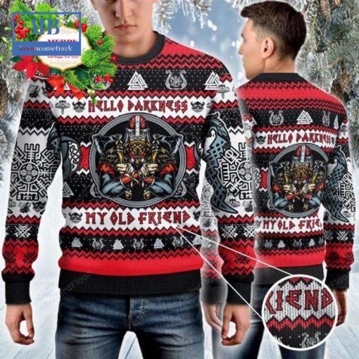 Viking Raven Hello Darkness My Old Friends Ugly Christmas Sweater
