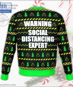 warning social distancing expert ugly christmas sweater 3 zy1N1