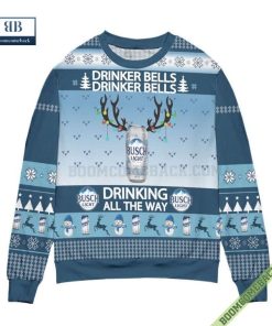 busch light drinker bells drinking all the way ugly christmas sweater 3 JoI2A