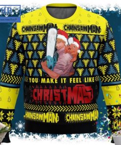 Chainsaw Man You Make It Fell Like Christmas Ugly Christmas Sweater